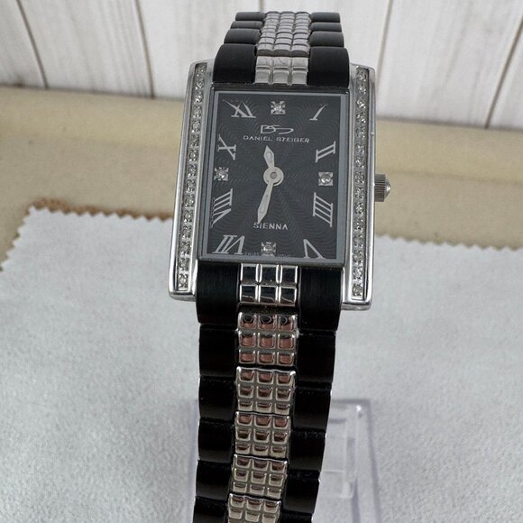 Stunning  Watch by Daniel Steiger Diamond Bezel Black and all Stainless Steel - Picture 6 of 9